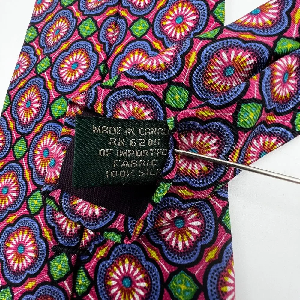 J. Crew Silk Foulard Print Tie Pink Vintage Pink Purple